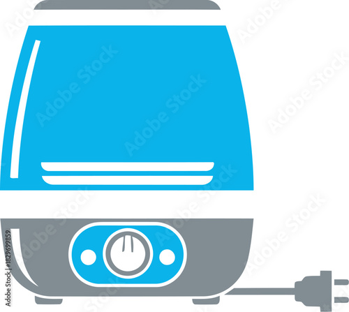 Modern humidifier with blue water tank and power cord, creating a healthier atmosphere.