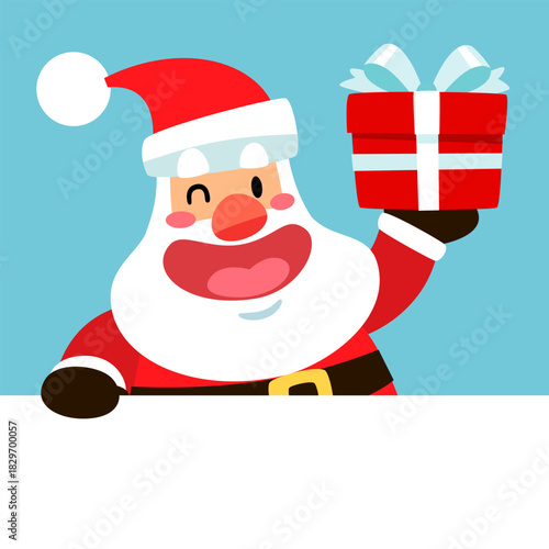 Santa Claus Holding a Christmas Gift