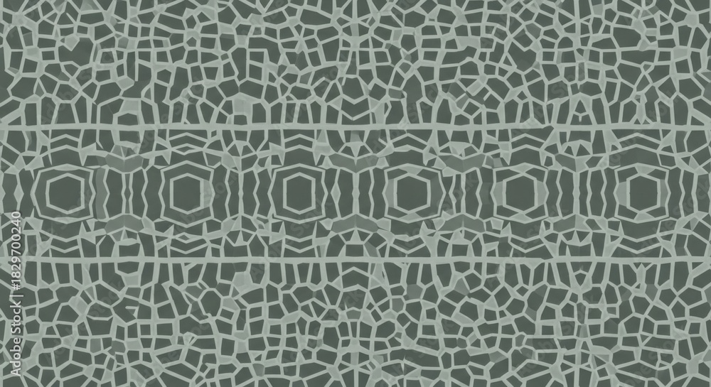 Fototapeta premium Abstract Geometric Mosaic Pattern Featuring Interconnected Irregular Shapes in Muted Green Tones