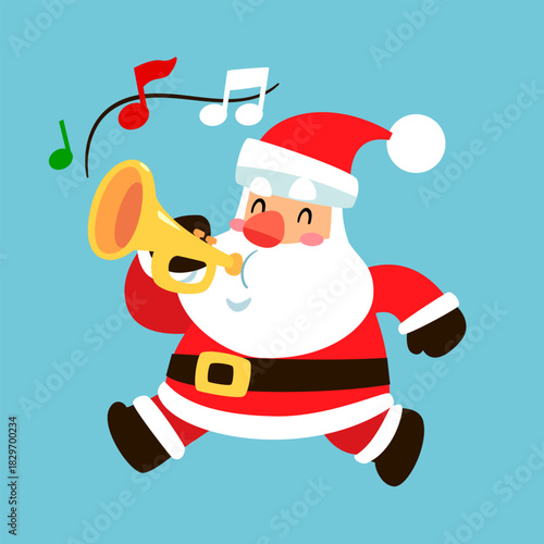 Santa Claus Marching and Playing Trumpet
