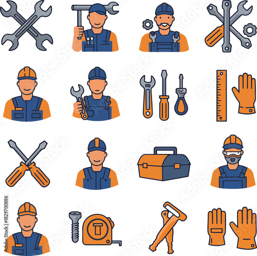 Icons of Tools and Professions A Collection of Service and Repair Imagery