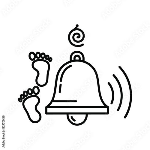 Simple black and white line icon of a person sleeping curled up in a fetal position, isolated on