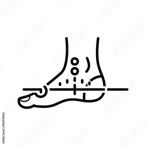 Outline icon of human torso showing internal process or flow direction with downward arrow, isolated on