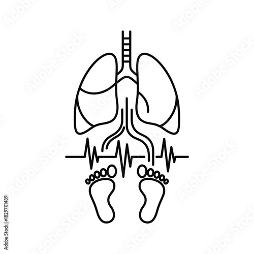 Simple black and white line art icon depicting a person relaxing or floating in water, isolated on