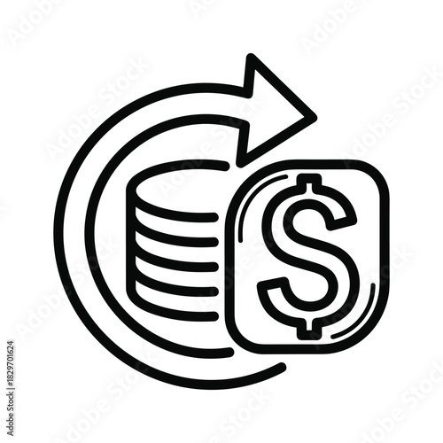 Line icon of contactless payment using smartphone near credit card terminal isolated on white background