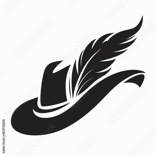 German Hat Feathers Logo Vector Isolated on white background 