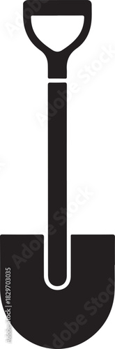 Black vector shovel icon, a versatile tool for gardening, construction, and excavation activities.
