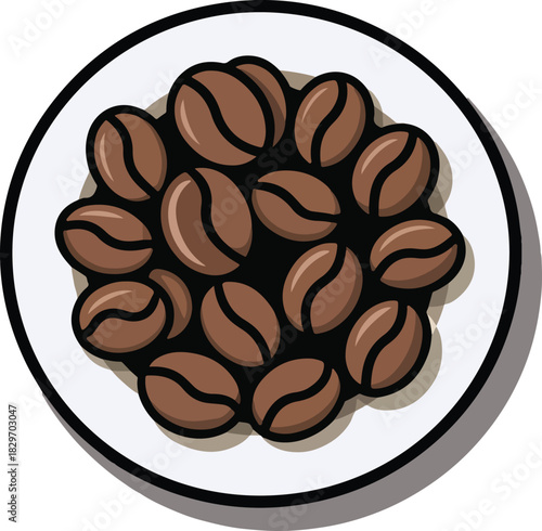 A plate of roasted coffee beans ready for brewing