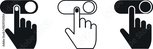 Toggle switch with hand silhouette vector illustration