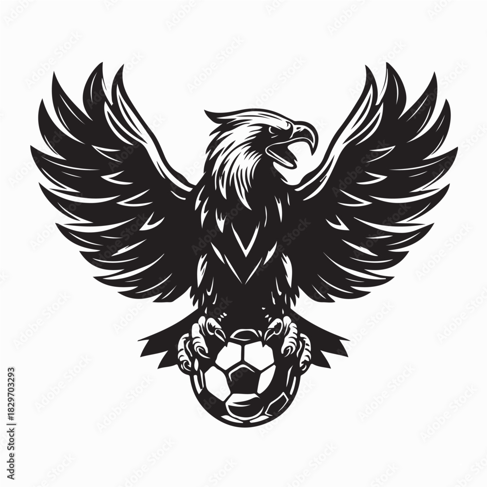Obraz premium Eagle Holding Ball Mascot Logo Vector Isolated On White Background