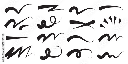 Red squiggle brush scribble underline. Marker pen emphasis highlight red swoosh stroke.