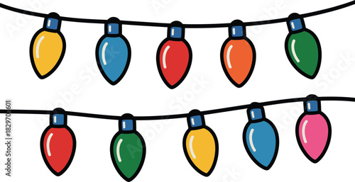Colorful string of christmas lights with a festive design