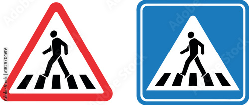 Pedestrian crossing road signs isolated vector illustration silhouette