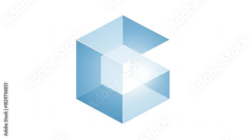 Isometric letter G from blue cube transparency