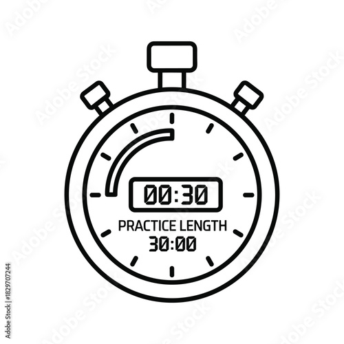 Stopwatch showing thirty seconds with practice length timer