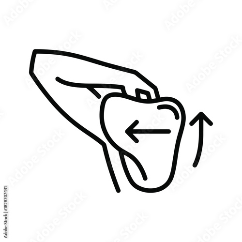 Breast self-examination palpation technique icon with directional arrows