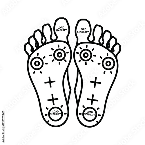 Human Foot Load Stability Diagram Outline Icon