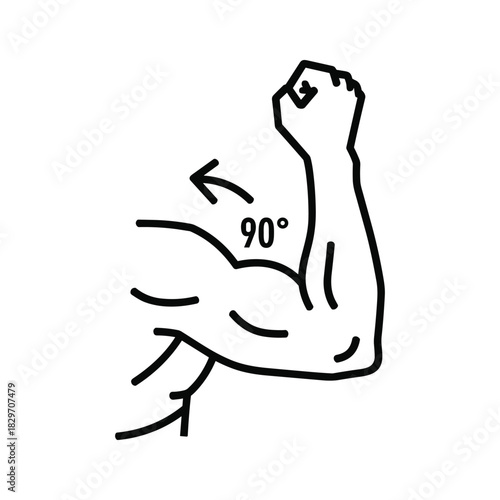 Bicep Flexing at 90 Degrees, Arm Muscle Strength Exercise Icon