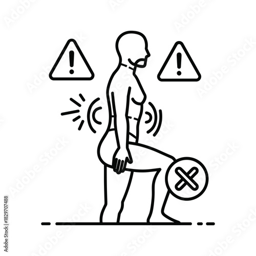 Warning: Incorrect Bending Posture Causing Lumbar Pain Icon