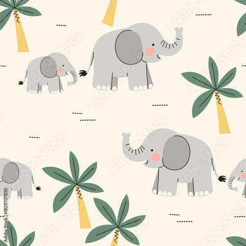 Photography Elephant Cartoon seamless pattern for kids product