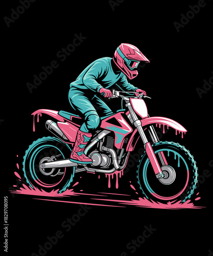 Funny Bikers Motorcyclist Dirt Bike Ice Cream Drip Motocross