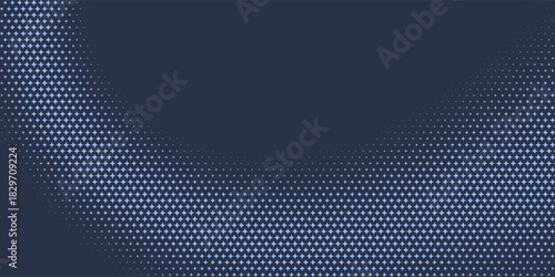 Stars Modern Halftone Geometry Pattern Vector Smooth Camber Border Blue Abstract Background. Checkered Faded Particles Curve Line Subtle Texture. Half Tone Contrast Graphic Minimalist Wide Wallpaper