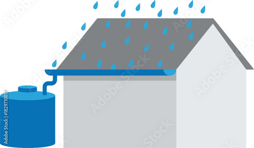 Rainy Day Vector Illustration with Umbrella, Raindrops, Clouds for Weather and Mood Concept