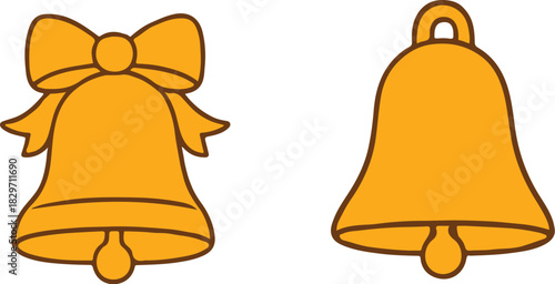  A collection of Christmas color bells with varying shapes and styles