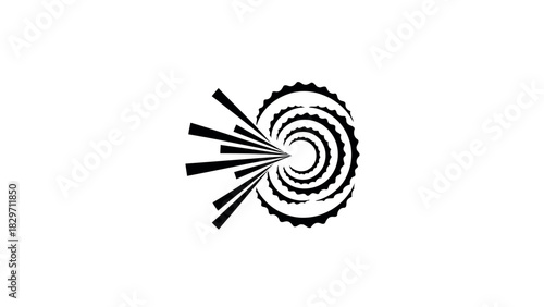 Abstract circular design with radial lines and vortex effect silhouette