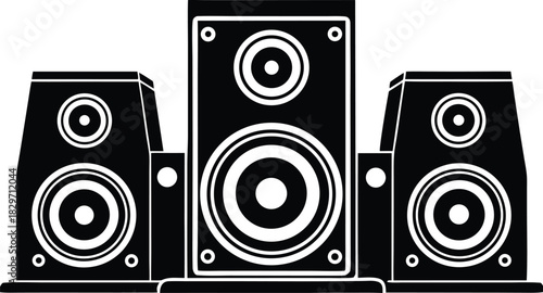 high fidelity loudspeakers studio monitors clean silhouette vector illustration