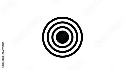 Abstract oval target with concentric rings in black and white silhouette