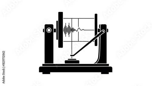 Abstract earthquake waveform illustration on white background silhouette