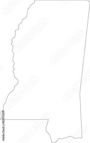 Mississippi Map Outline Simple Vector Map Minimalist