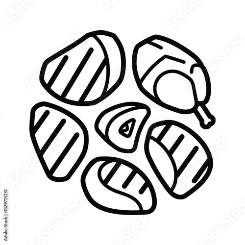 Assortment of Meat Cuts and Chicken Drumstick Outline Icon