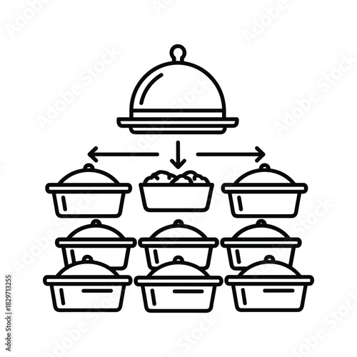 Food distribution from main cloche to individual serving dishes