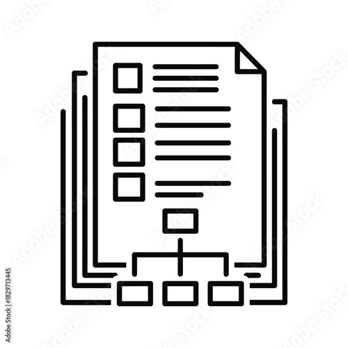 Document management icon with checklist and hierarchical structure
