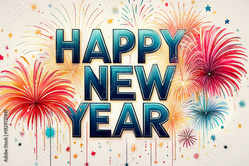 Celebration of New Year With Vibrant Fireworks Display Generative AI