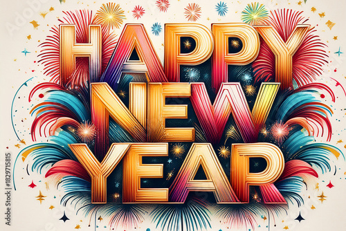 Vibrant New Year Celebration With Colorful Fireworks