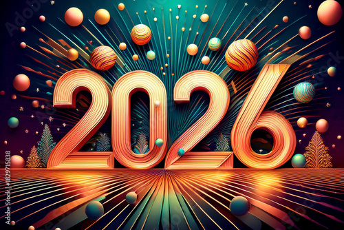 Welcoming the Joyful New Year 2026 With Vibrant Colors Generative AI
