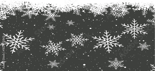 A winter-themed background with a deep blue gradient, Blue winter background with snow and snowflakes. a scattering of white snowflakes and small sparkles at the top, digital art, vector illustration.