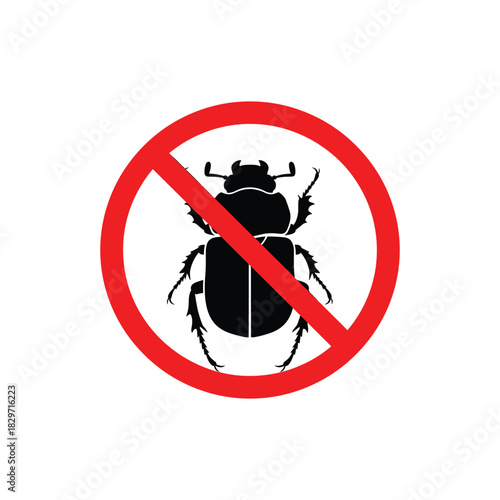 Pest control. Insects icon set. Insect repellent label product. Isolated forbidding and warning signs of harmful insects and rodents. Vector illustration
