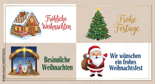 Christmas Holiday Season Festive Decorations and Symbols.