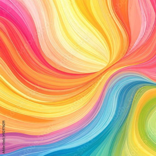A vibrant abstract background featuring flowing, wavy lines in a spectrum of colors, blending seamlessly to create a dynamic and energetic visual effect.