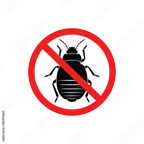 Pest control. Insects icon set. Insect repellent label product. Isolated forbidding and warning signs of harmful insects and rodents. Vector illustration
