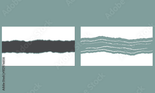 Torn Paper Edge Vector Set – Ripped Borders, Rough Tear Lines, Realistic Textured Paper Strips for Abstract Design Templates