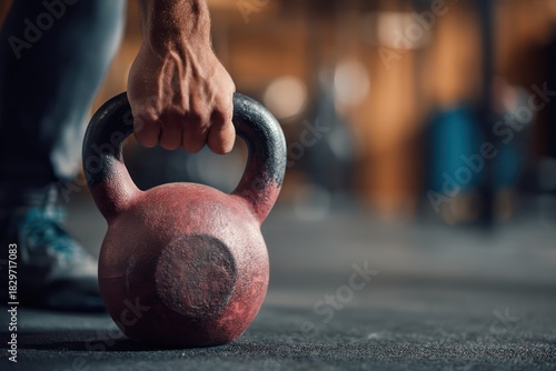 Weight Training Hand on Kettlebell for Crossfit Exercise