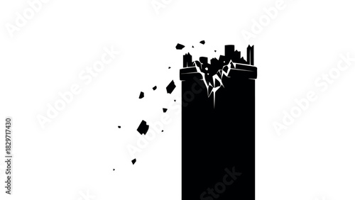 Power lines converging against a white sky silhouette