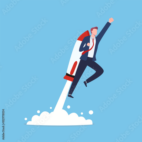 Businessmen fly with rockets. Starting a business and growing. business concept vector