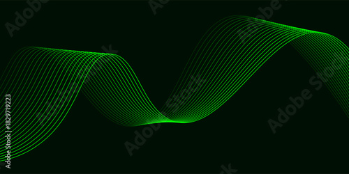 Lime Green Wavy Lines on Dark Backdrop: A Serene and Dynamic Abstract Art Piece Showcasing Flowing Energy and Geometric Precision for Design and Technology Projects