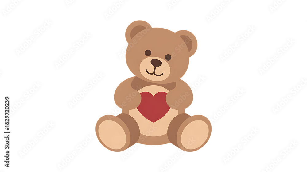 Obraz premium Cute Teddy Bear Holding a Red Heart stuffed animal Transparent Background Perfect for Valentine’s, love and spiritual themes. High-quality scalable PNGs for T-shirts, stickers, and digital projects.